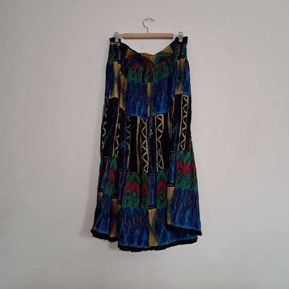 Vintage 90s Maxi Skirt One Size Broomstick Gauzy Tiered Boho Peasant Gypsy Artsy - Picture 1 of 9